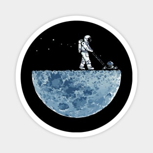 Astronaut mowing the grass on the moon Magnet